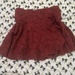 Aeropostale Burgundy Bow-Print Circle Skirt